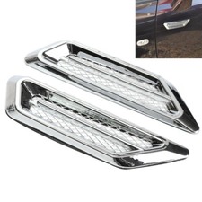 2x Universal Chrome Car Auto Air Flow Fender Side Vent Sticker Decor Accessories