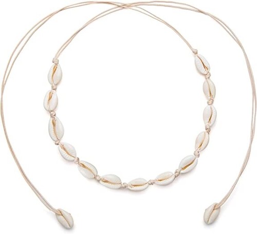 Hawaiian Cowrie Shell Charm Choker Necklace Adjustable Handmade Beach Jewelry