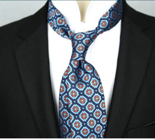 New Classic Polka Dot Blue Brown JACQUARD WOVEN 100 Silk Men's Necktie Tie