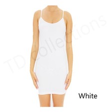 Summer CAMI MINI DRESS BodyCon Extra Long top slip seamless stretch White