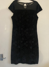 SOLO Black Party Dress Size 14 Stretchy Velvet Spandex Evening Dress