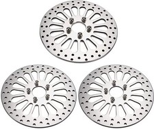 3pcs 11.8" Chrome Brake Rotors 2*Front +1*Rear Polished For Harley 2008-2013