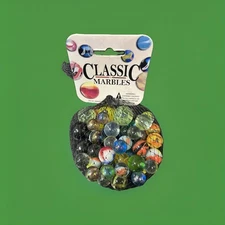 Classic Mega Marbles Net Bag 10oz Assorted Unique Collectible Marbles M3#7
