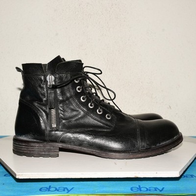 MOMA Leather Ankle Boots Double Zip Black Men 46