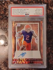 Ashton Jeanty 1/1 Fire Pulsar Autographed PSA 8/10 2024 Pro Set Metal