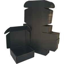 Small Shipping Boxes 5x5x2 Set of 25 Black Corrugated Cardboard Box Mailer YD...