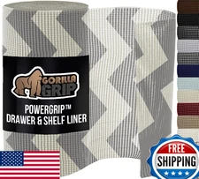GORILLA GRIP powerGRIP Drawer Shelf Liner, 12"x20' Chevron, Non-Adhesive, Thick