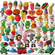 64Pcs Animal Erasers for Cute Pencil Erasers Bulk Desk Pets Puzzle for Classr...