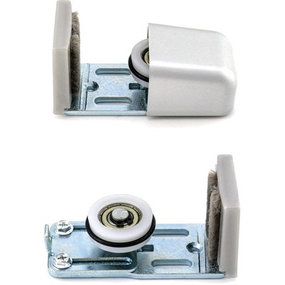 2 x Silver Sliding Door Floor Guides Scratch Resistant Wheels with Ball Bearings