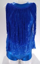 Dance Costume Large Child Blue A Wish Come True 18945 Jazz Sequin Fringe