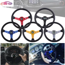 14INCH 6 Bolt Universal Aluminum Racing Steering Wheel Drifting Deep Dish