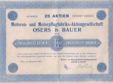 &Ouml;STERREICH MOTOREN- UND MOTORPFLUGFABRIKS-AKTIENGESELLSCHAFT OSERS & BAUER, Wien