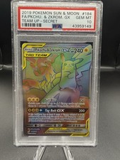 Pokémon TCG Pikachu Zekrom Tag Team GX Secret rara carta arcobaleno 184/181 PSA 10
