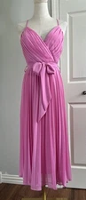 SHE + SKY Barbie Pink Marilyn Monroe Chiffon Pleated Party Midi Dress Sz S