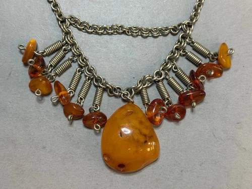 NATURAL OLD ANTIQUE BUTTERSCOTCH  BALTIC AMBER NECKLACE 39,4 gr