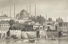 Konstantinopel Istanbul Sultan-Ahmed-Moschee Gravur von Lalaisse 1838 Türkei