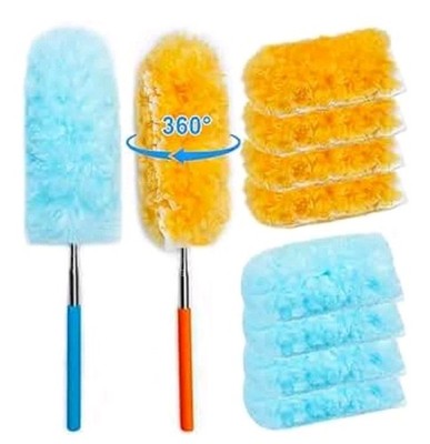 30'' Extendable Microfiber Feather Duster, 2 Telescoping Poles, 10 Replace Pads