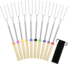 10 Pk Marshmallow Roasting Sticks 32" Extendable Smores Skewers Fire Pit Camping
