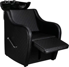 Adjustable Salon Shampoo Backwash Chair with Ceramic Bowl and Soft Gel Neck Rest