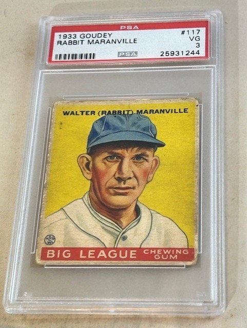 1933 GOUDEY #117 WALTER (RABBIT) MARANVILLE PSA VG 3 BOSTON BRAVES.