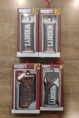 Set Of 4 Hershey's Chocolate Bar Christmas Tree Ornaments 5-Inches