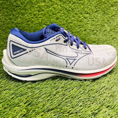 Mizuno Wave Rider 25 Womens Size 8 White Blue Athletic Running Shoes Sneakers