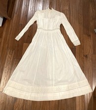 Antique Vintage Victorian lawn dress tea dress white cotton pin tucks B 34"