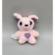 Scruff A Luvs Pink Bunny Rabbit Plush Mini 4" Purple Heart Little Live Pets Toy