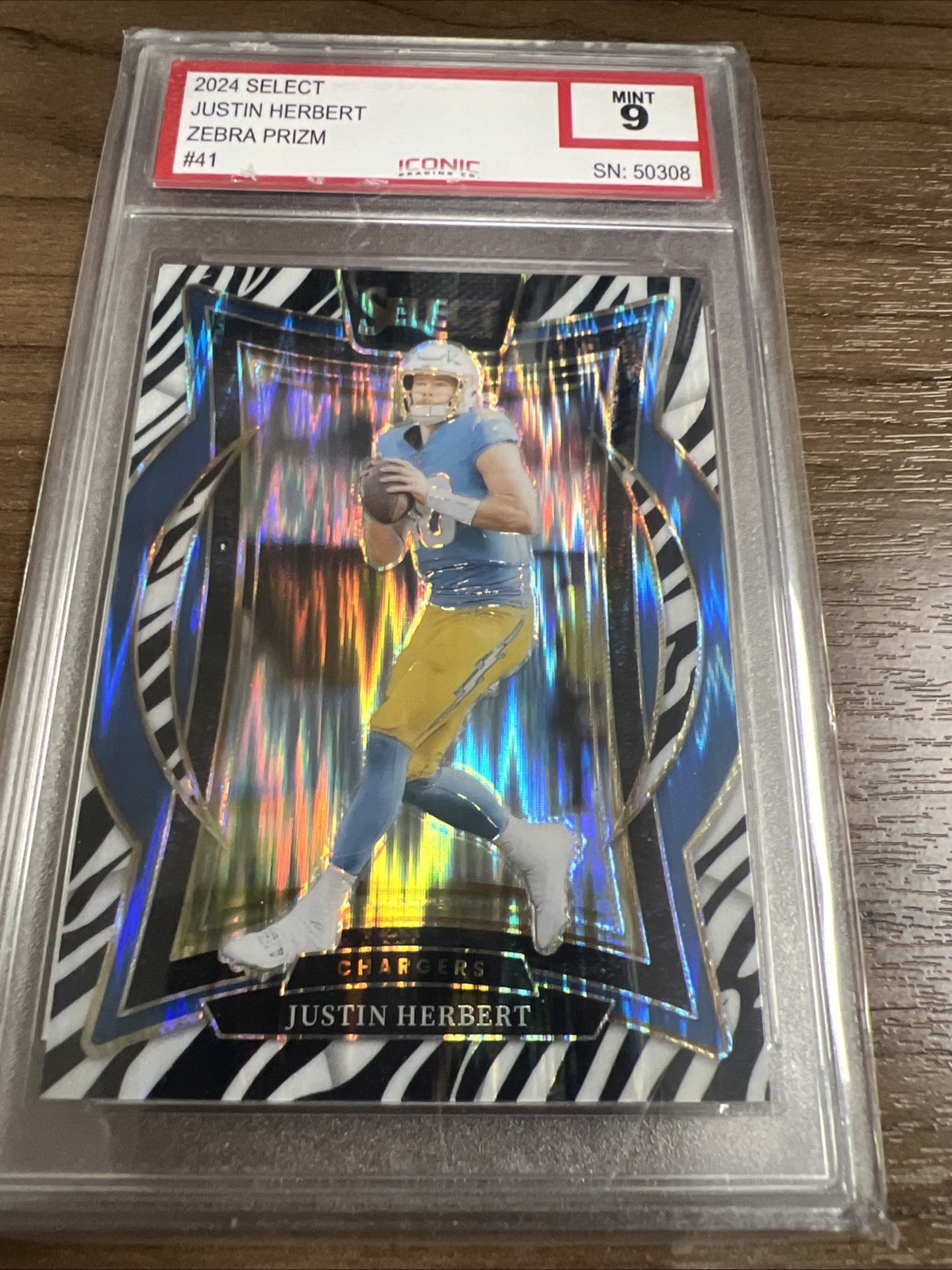 2024 Panini Select - Concourse Justin Herbert #41 Zebra Prizm MT 9