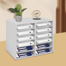 12Compartments Literature Organizer File Sorter Mail Center Holder Paper Cabinet