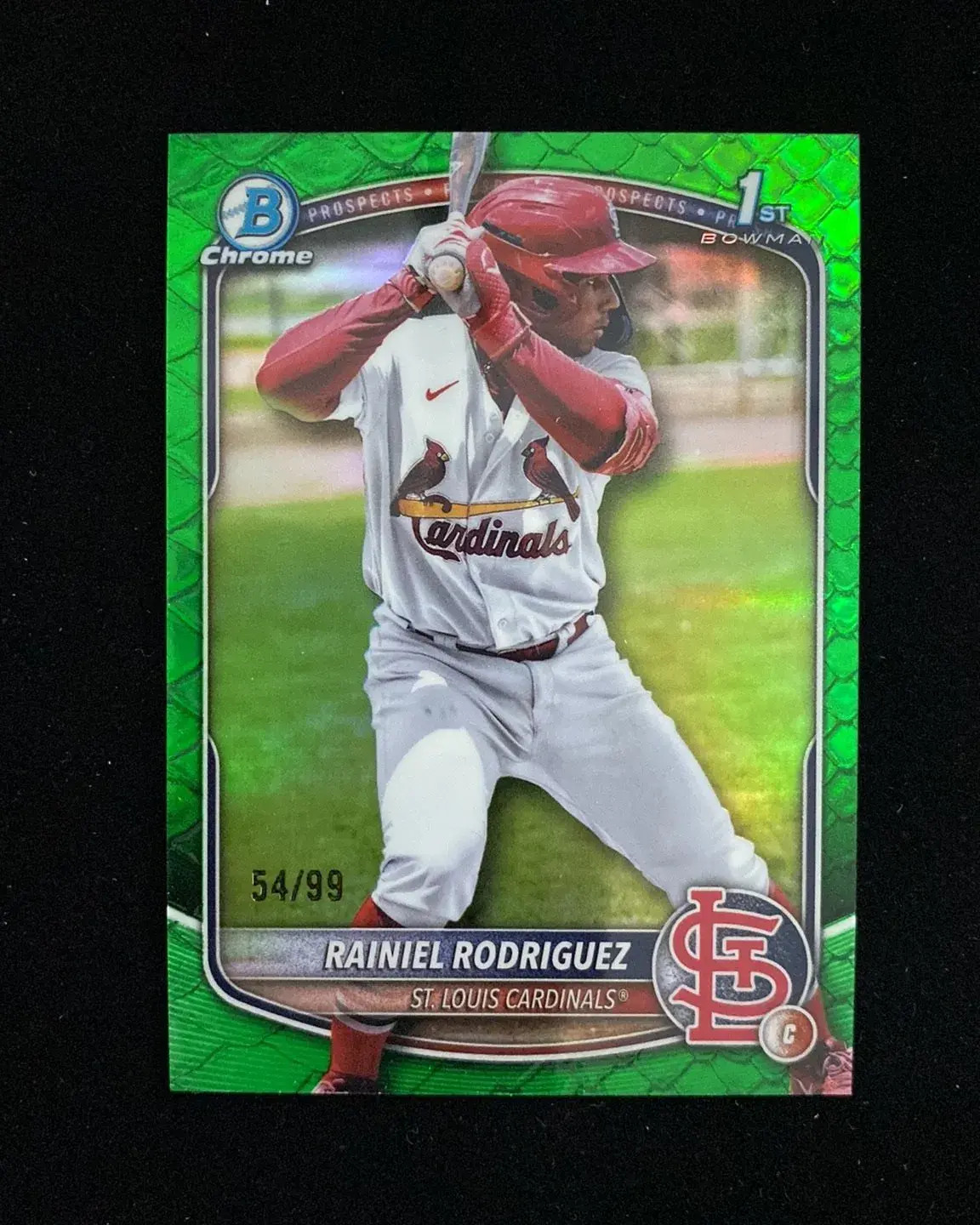 2025 Bowman Chrome Prospects Green Reptilian BCP-200 Rainiel Rodriguez 1st 54/99