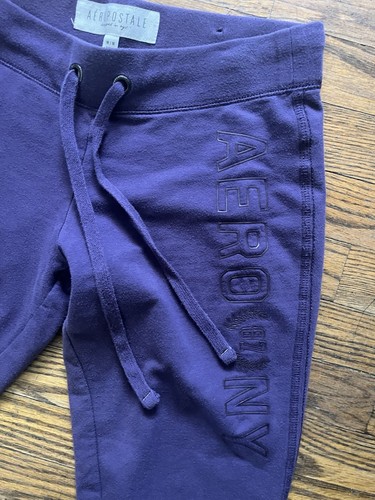 Y2K women’s Aeropostale low rise flare sweatpants nice color purple NYC M - Picture 3 of 6