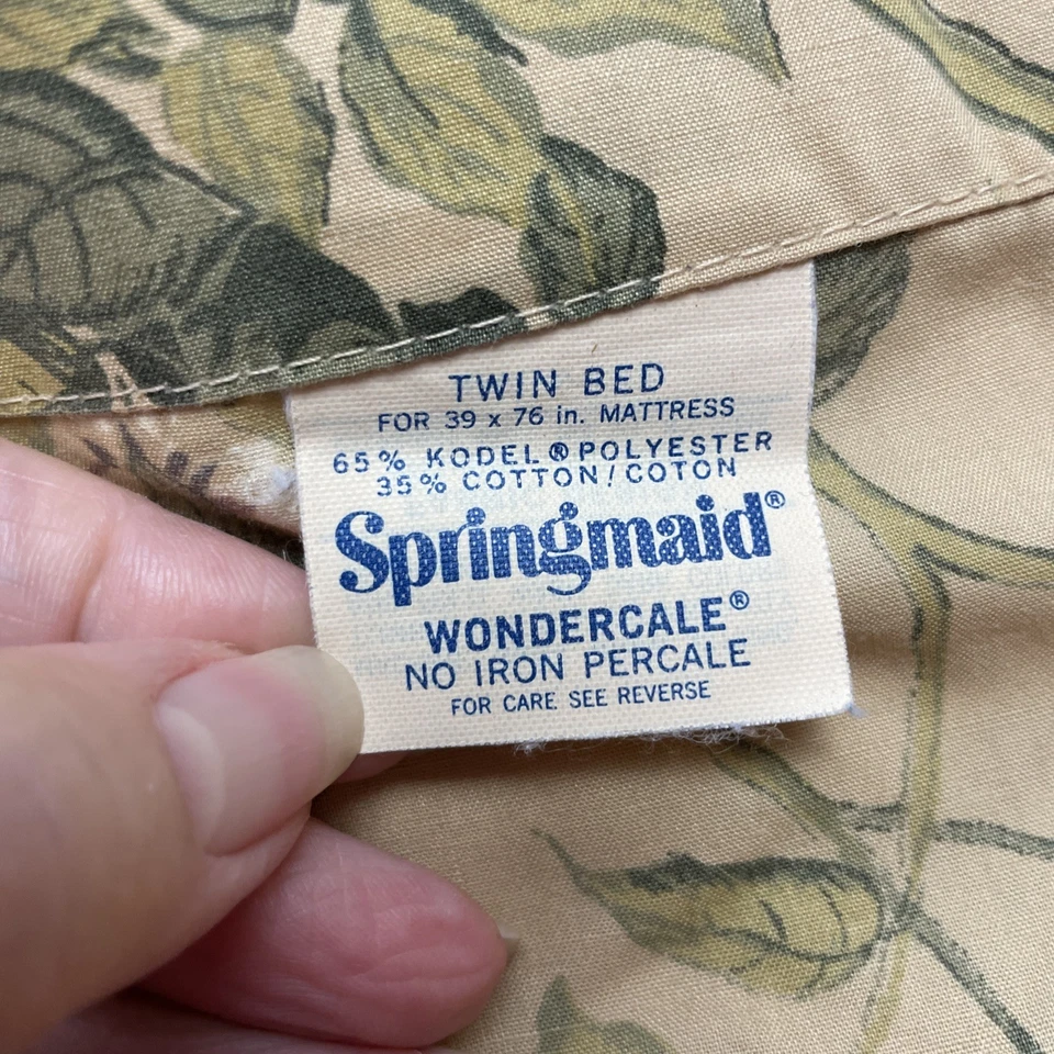 Vintage Springmaid Asian Motif Sheet Set Flat & Fitted Twin Size Birds Blossoms - Image 4 of 4