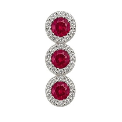 Anhänger  Ruby Trilogy Halo    960 Argentium Silber