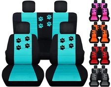 Custom-fit Front+ rear 2tone w/paw prints car seat covers fits 04-2018 VW Beetle