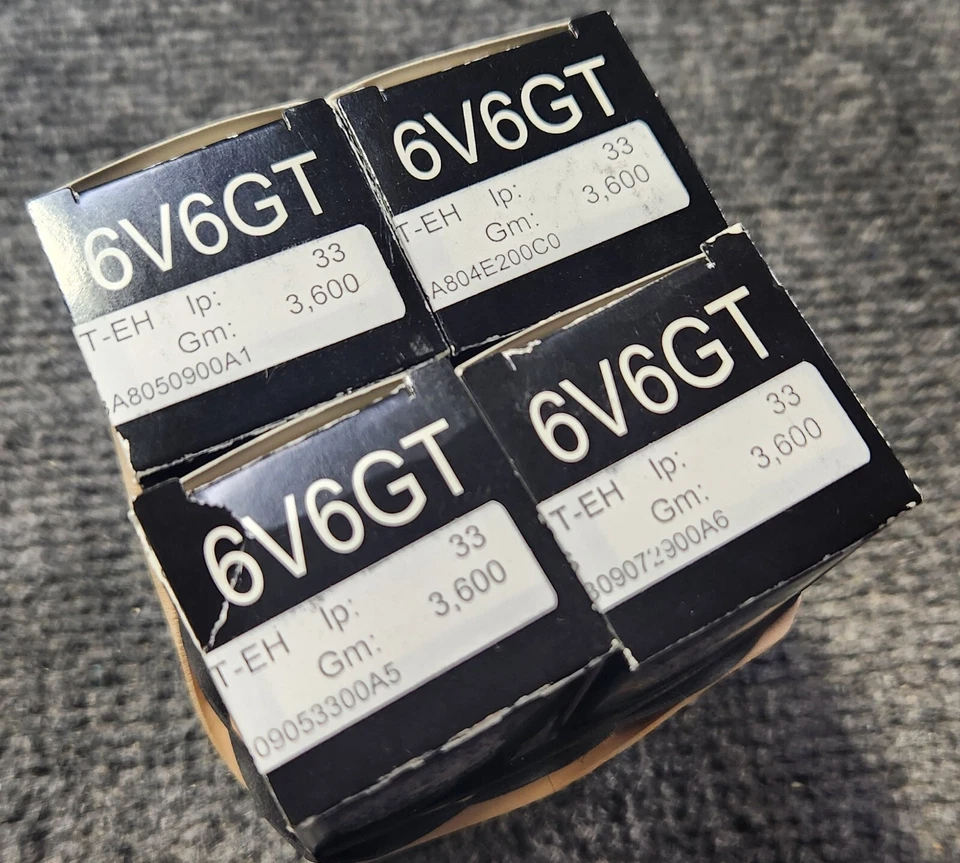 6V6 NUEVO, tubos de vacío GT EH, QUAD PLATINO emparejado de fábrica - cajas nunca abiertas. Foto 4 de 4