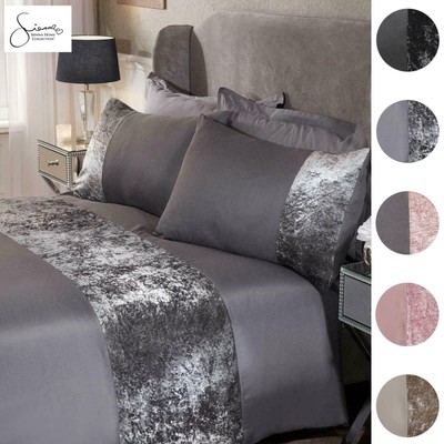 Sienna Crushed Velvet Panel Duvet Cover With Pillow Case Bedding Set Silver Grey - Pink Crushed Velvet Bedding Argos Sienna Crushed Velvet Panel Duvet Cover With Pillow Case Bedding Set Silver Grey - Pink Crushed Velvet Bedding Argos