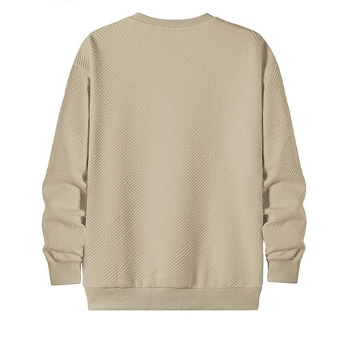 Men's Crewneck Sweatshirt Casual Long Sleeve Geometric Textured Sweatshirt - Picture 13 of 48
