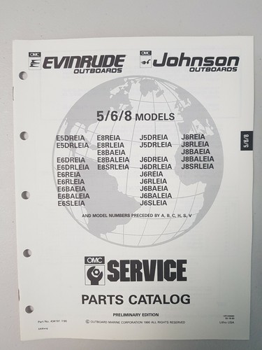 Manuel D’atelier OMC Johnson Evinrude – Catalogue De Pièces Pour Moteurs Hors-bord 5-6-8