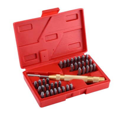 38pcs Punch Stamp Set Tool Kit Automatic Letter Number Stamping Metal Tool
