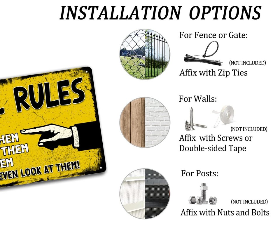 Tool Rules Metal Tin Signs Vintage Garage Wall Decor Signs Garage Shop