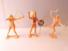 MARX STATUES 1964 AMERICAN INDIANS 6" PAINTED CHIEF WARRIORS SET OF 3