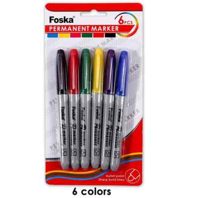 Foska Permanentmarker - Sharpie Style - Mehrfarbig 6er Pack - Stifte mit feiner Spitze
