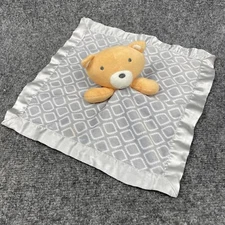 cuddle time® Blanket Gray Tan Plush Bear Soft Security 12" x 12"