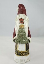 Handcrafted Santa Claus Glazed Red Clay Signed Collectors 9" Unique