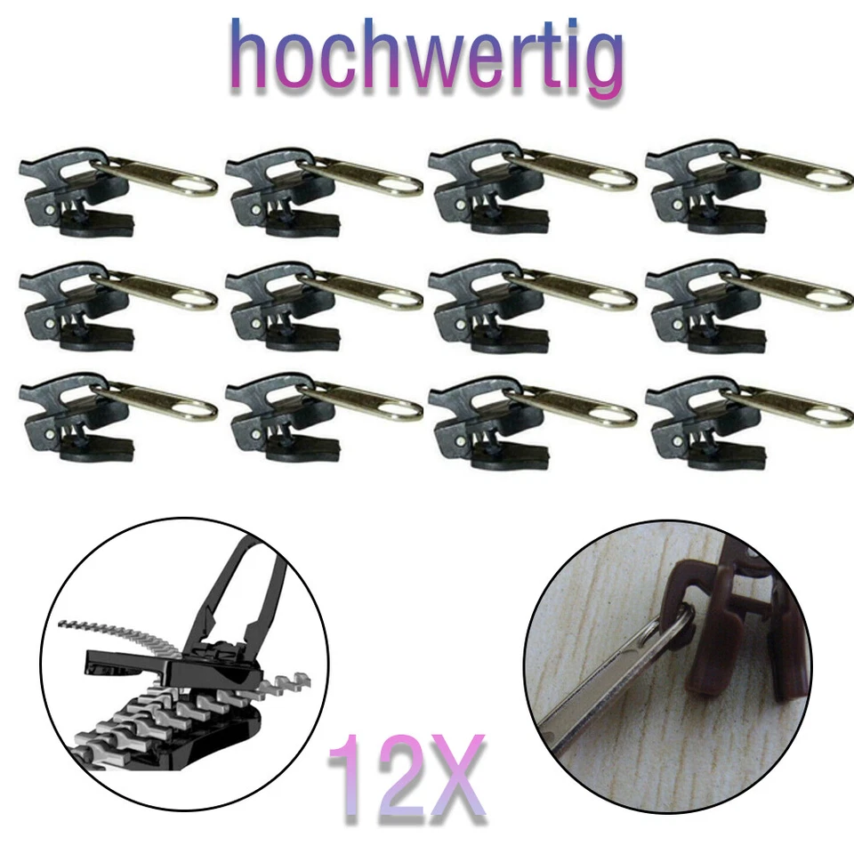 12x Universal Reißverschluss Reparatur Set Zipper Schieber Repair-Head-Ersatz / - Bild 4 von 4