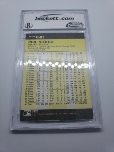 Phil Niekro Cleveland Indians 1986 Fleer Update Set Card U-81 Beckett 9 NM - Picture 4 of 4