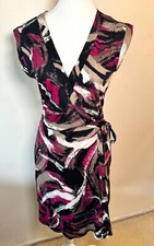 New Gap Women's Small Wrap Dress Mini Cap Sleeves V-Neck Modal Blend Abstract