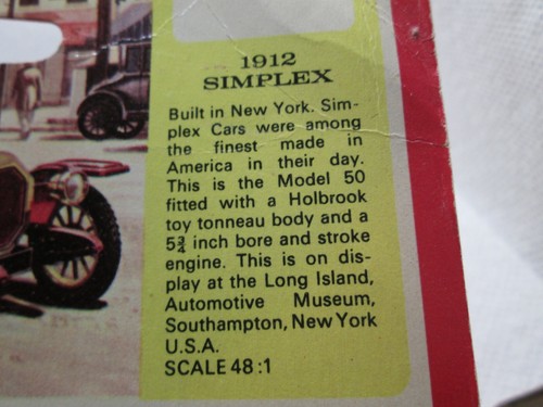 Matchbox Y-9 Simplex 1912 Model 50 ‘Models of Yesteryear’ in Original Box - Picture 5 of 6