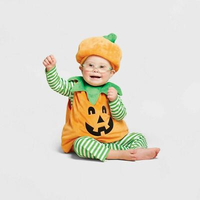 New Baby Plush Pumpkin Vest Costume Halloween 0-6 Months - ready to ship - NWT